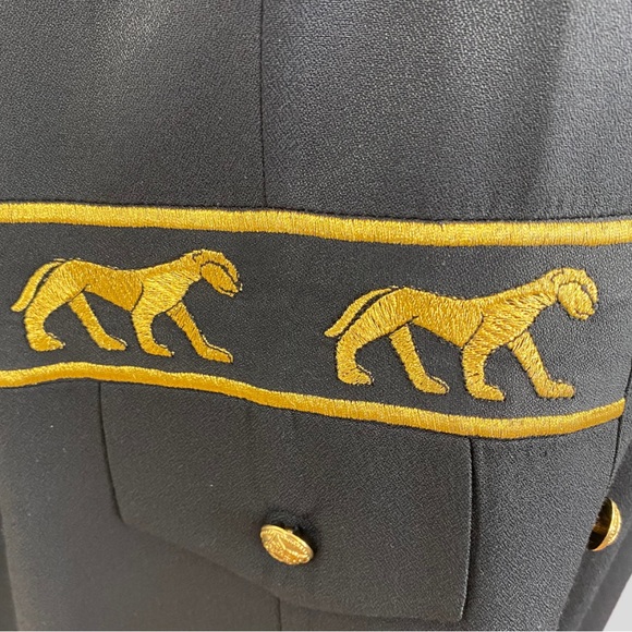 Vintage 90s R&M Richards by Karen Kwong Black Gold Panther Jacket - Picture 4 of 7